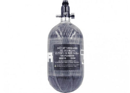 HPA Tank Dominator 68/4500 Carbon 1 litro 310 barų su slėgio matuokliu