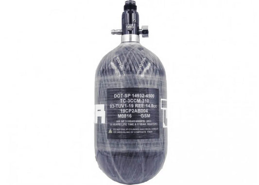 HPA Tank Dominator 68/4500 Carbon 1 litro 310 barų su slėgio matuokliu